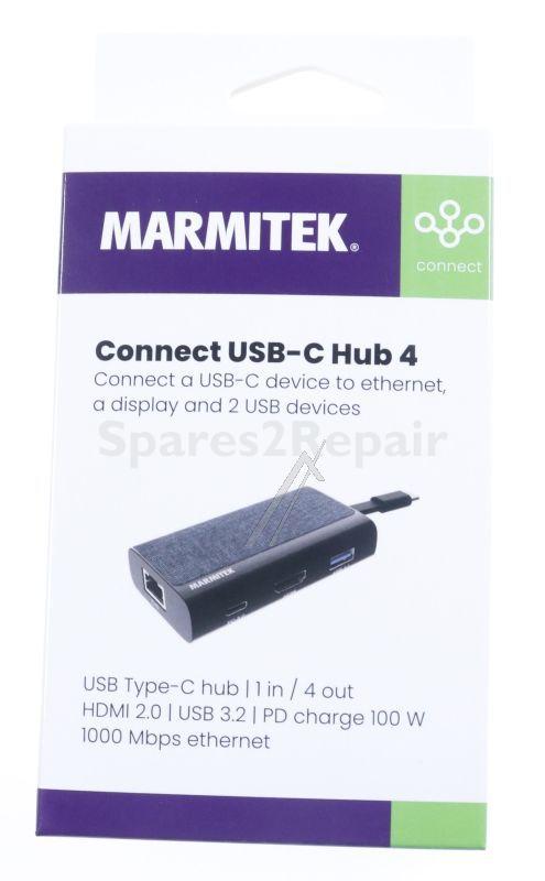 Marmitek Hub-usb - Connect Usb-c Hub 4 Adapter Usb Type C -> 1x Hdmi | 1x Ethernet | 1x Usb-a | 1x Usb-c