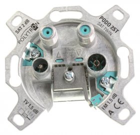 Polytron Aerial Outlet Sockets - Podo 2 St Twin Sat Antenna Socket, 4 Outputs, 5-2200 Mhz, Tv-fm-2xsat,